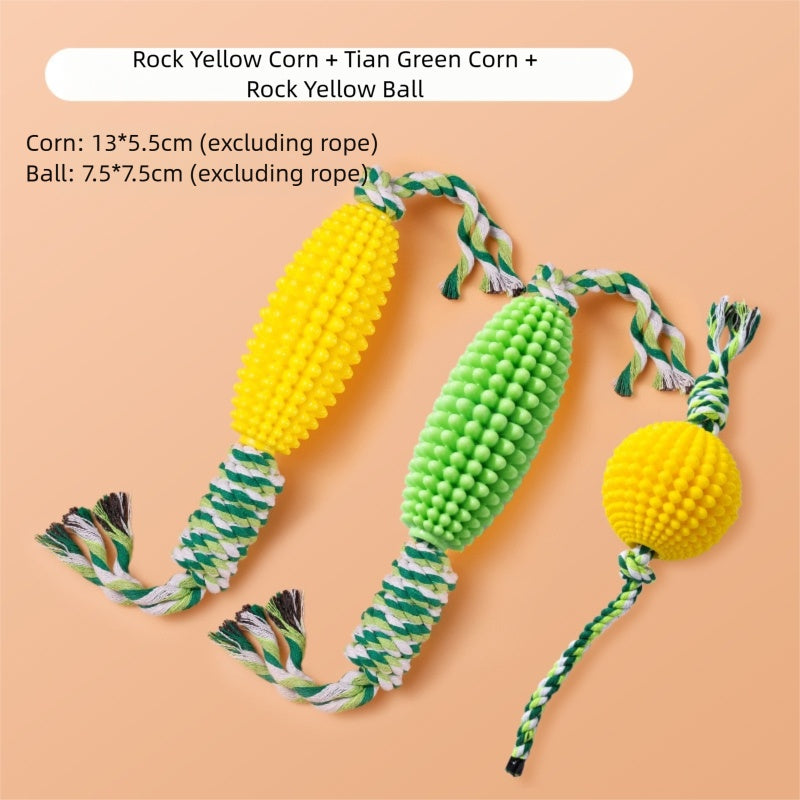 HKM-1430077 Corn & Ball Dog Chew Toy Set for Teething Relief and Dental Health