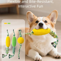 HKM-1430077 Corn & Ball Dog Chew Toy Set for Teething Relief and Dental Health