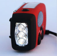 HKM-143059 Solar Hand Crank Radio Flashlight with USB Charging - Red, ABS Material, Compact Design