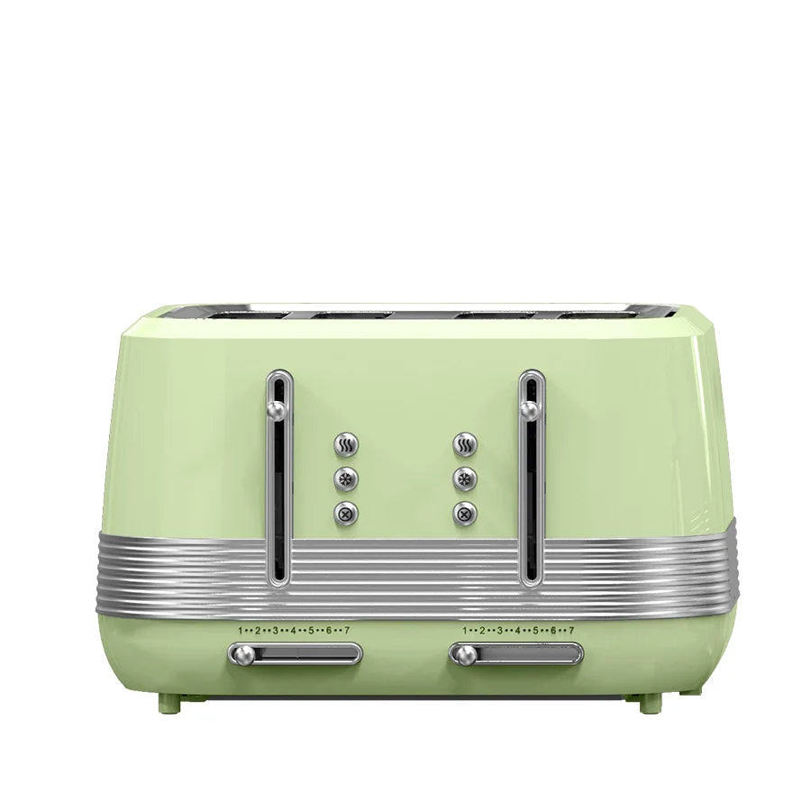 HKM-143123 Retro Vertical Electric Toaster with Custom Logo - Pink 4-Slice Bread and Burger Bun Slot