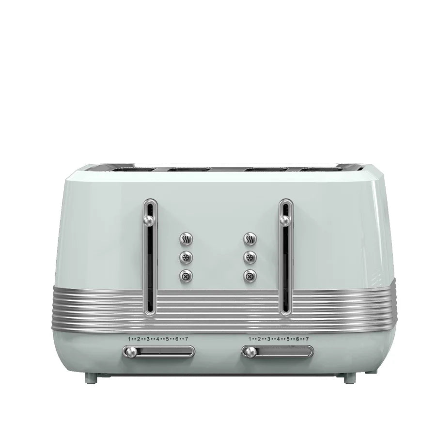 HKM-143123 Retro Vertical Electric Toaster with Custom Logo - Pink 4-Slice Bread and Burger Bun Slot