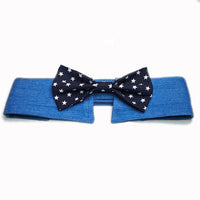 HKM-1432765 Adjustable Denim Pet Collar with Star Pattern - Comfortable Necktie for Special Occasions