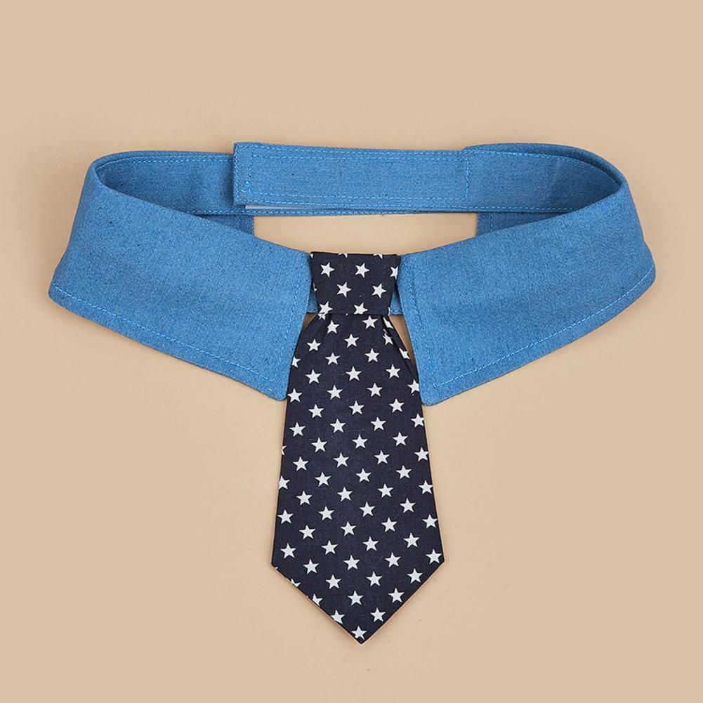 HKM-1432765 Adjustable Denim Pet Collar with Star Pattern - Comfortable Necktie for Special Occasions