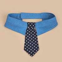 HKM-1432765 Adjustable Denim Pet Collar with Star Pattern - Comfortable Necktie for Special Occasions