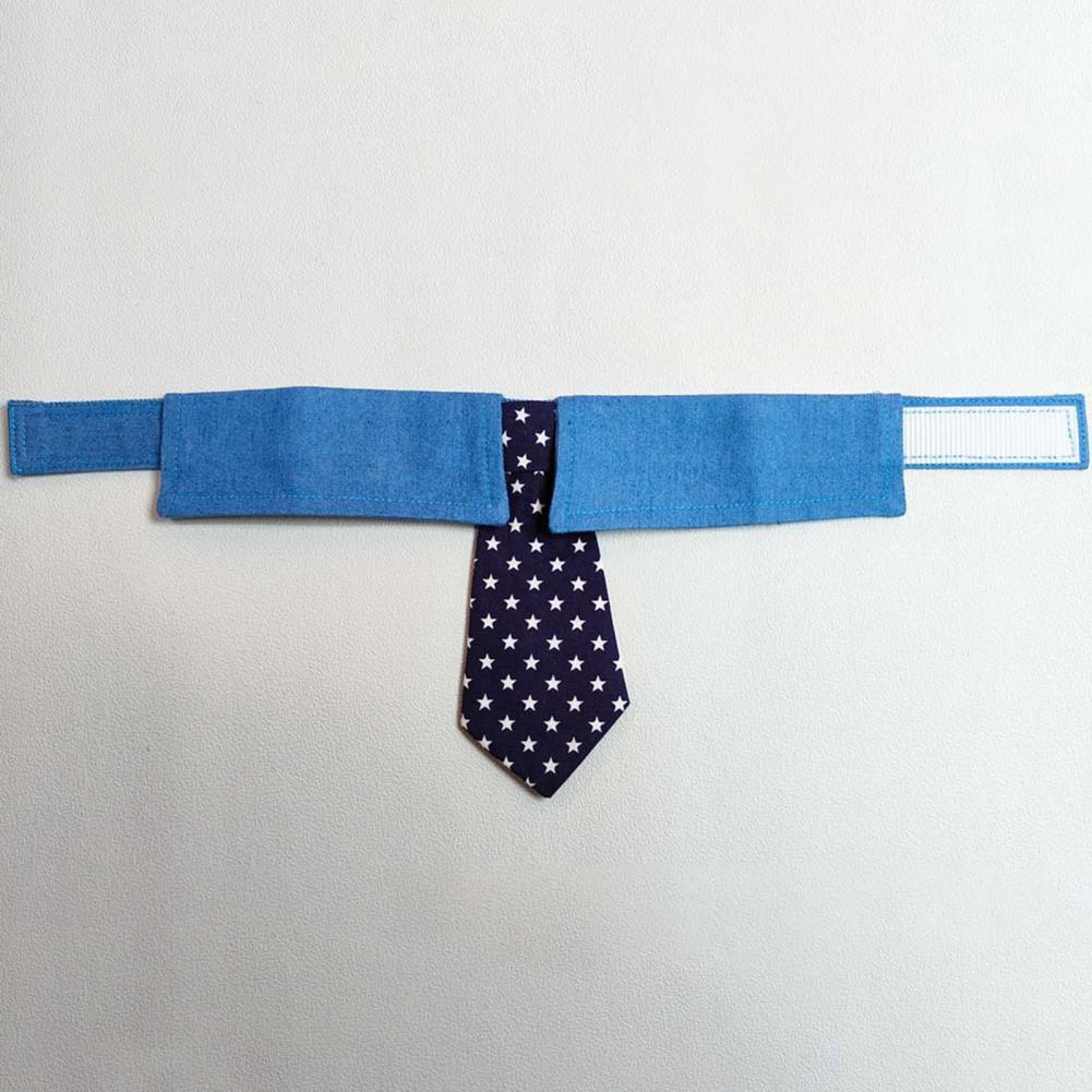 HKM-1432765 Adjustable Denim Pet Collar with Star Pattern - Comfortable Necktie for Special Occasions