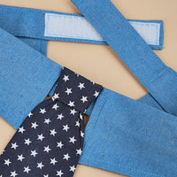 HKM-1432765 Adjustable Denim Pet Collar with Star Pattern - Comfortable Necktie for Special Occasions