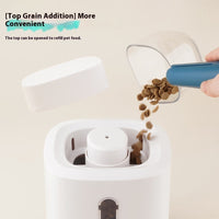 HKM-1435069 Large Capacity Automatic Pet Feeder with Educational Press Feeding Toys in Gray and White