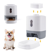 HKM-1435069 Large Capacity Automatic Pet Feeder with Educational Press Feeding Toys in Gray and White