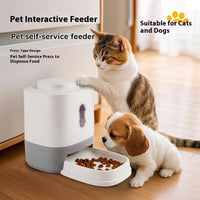 HKM-1435069 Large Capacity Automatic Pet Feeder with Educational Press Feeding Toys in Gray and White