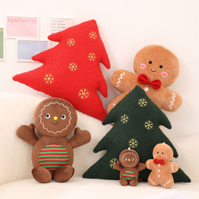 HKM-143507 Gingerbread Man and Snowflake Christmas Tree Pillows in Various Designs and Sizes
