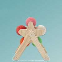 HKM-1437245 Solid Wood Sisal Cat Grab Ball Toy for Interactive Play