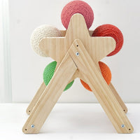 HKM-1437245 Solid Wood Sisal Cat Grab Ball Toy for Interactive Play