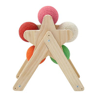 HKM-1437245 Solid Wood Sisal Cat Grab Ball Toy for Interactive Play