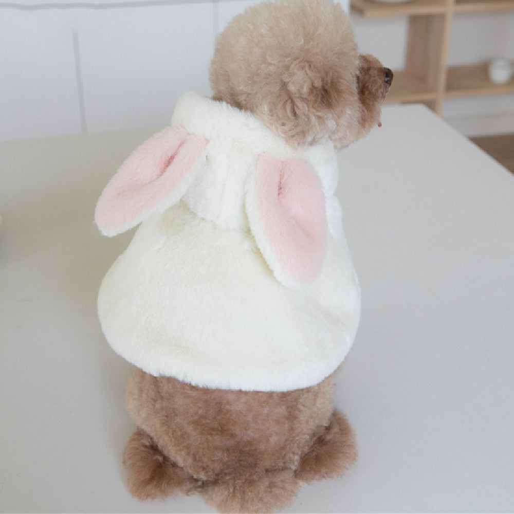 HKM-1437629 Fluffy Rabbit Costume Cloak for Dogs and Cats - Warm Plush Cape for Autumn and Winter