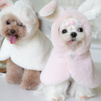 HKM-1437629 Fluffy Rabbit Costume Cloak for Dogs and Cats - Warm Plush Cape for Autumn and Winter