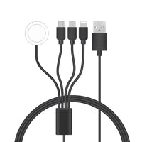 HKM-143763 4-in-1 Charging Cable for Apple and Android Devices, Type-C, Micro USB, iWatch Support