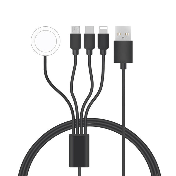 HKM-143763 4-in-1 Charging Cable for Apple and Android Devices, Type-C, Micro USB, iWatch Support