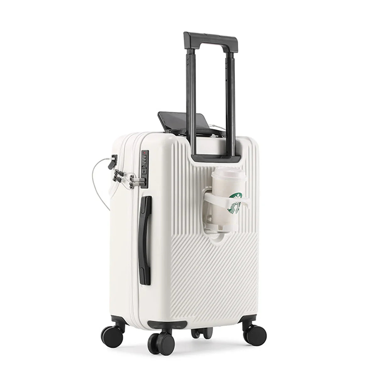 HKM-143763 Front Opening Trolley Suitcase with USB Charging Port for Travel Convenience