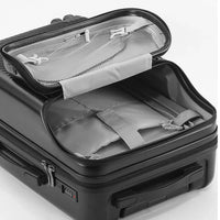 HKM-143763 Front Opening Trolley Suitcase with USB Charging Port for Travel Convenience