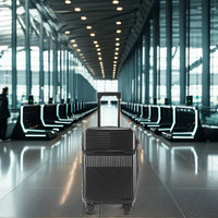 HKM-143763 Front Opening Trolley Suitcase with USB Charging Port for Travel Convenience
