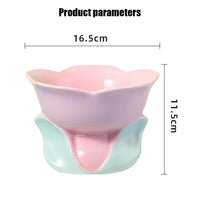 HKM-1438525 Elevated Ceramic Pet Bowl with Floral Design for Comfortable Feeding for Cats and Small Dogs