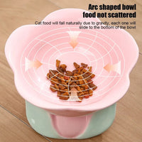 HKM-1438525 Elevated Ceramic Pet Bowl with Floral Design for Comfortable Feeding for Cats and Small Dogs