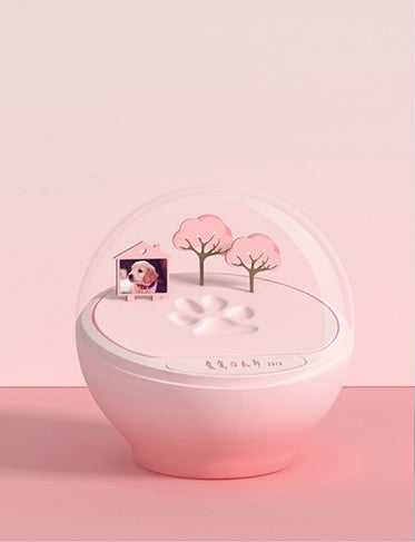 HKM-1438909 Pet Paw Print Memorial Pad - Large, Cherry Blossom Powder & Ice Snow Blue