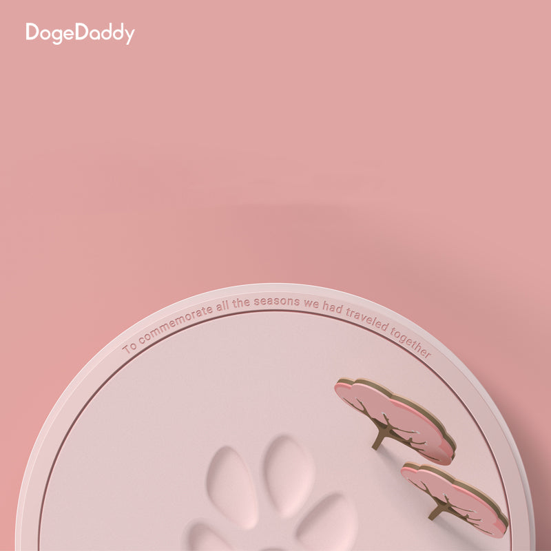 HKM-1438909 Pet Paw Print Memorial Pad - Large, Cherry Blossom Powder & Ice Snow Blue