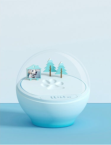 HKM-1438909 Pet Paw Print Memorial Pad - Large, Cherry Blossom Powder & Ice Snow Blue