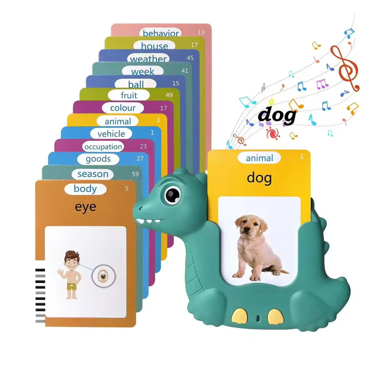 HKM-143955 Educational Dinosaur Card Learning Machine for Early Childhood Development - German and English Speaking Puzzle Toy
