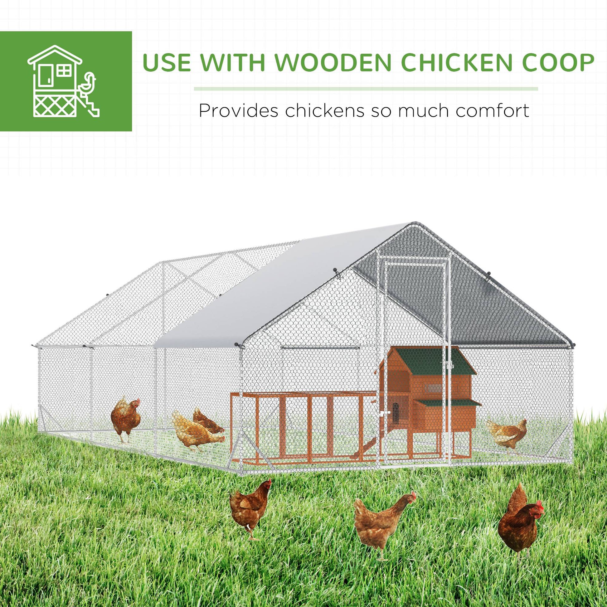 HKM-1440701 Spacious 10' x 20' Outdoor Chicken Coop with Lockable Door and Weather-Resistant Cover