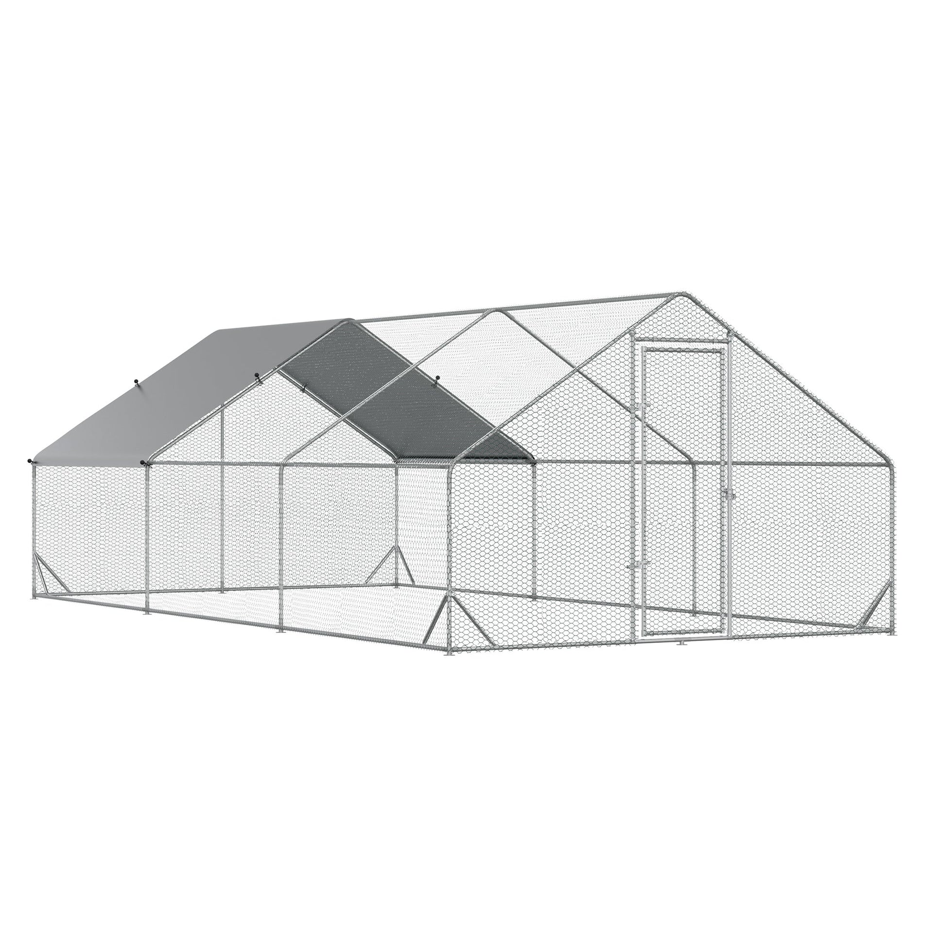 HKM-1440701 Spacious 10' x 20' Outdoor Chicken Coop with Lockable Door and Weather-Resistant Cover