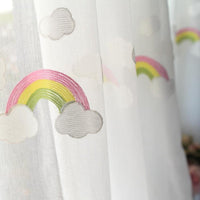 HKM-144083 Rainbow Gauze Curtains with Pastoral Embroidery for Children's Rooms and Balconies