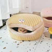 HKM-1441085 Cozy Cat Nest with Removable Lid - Winter-Ready & Washable Pet House, 45cm Diameter, Suitable for Cats up to 7.5kg