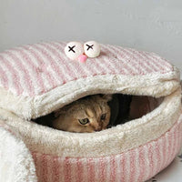 HKM-1441085 Cozy Cat Nest with Removable Lid - Winter-Ready & Washable Pet House, 45cm Diameter, Suitable for Cats up to 7.5kg