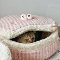 HKM-1441085 Cozy Cat Nest with Removable Lid - Winter-Ready & Washable Pet House, 45cm Diameter, Suitable for Cats up to 7.5kg