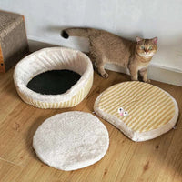 HKM-1441085 Cozy Cat Nest with Removable Lid - Winter-Ready & Washable Pet House, 45cm Diameter, Suitable for Cats up to 7.5kg