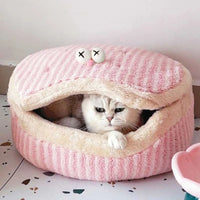 HKM-1441085 Cozy Cat Nest with Removable Lid - Winter-Ready & Washable Pet House, 45cm Diameter, Suitable for Cats up to 7.5kg