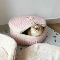 HKM-1441085 Cozy Cat Nest with Removable Lid - Winter-Ready & Washable Pet House, 45cm Diameter, Suitable for Cats up to 7.5kg