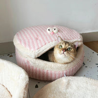 HKM-1441085 Cozy Cat Nest with Removable Lid - Winter-Ready & Washable Pet House, 45cm Diameter, Suitable for Cats up to 7.5kg