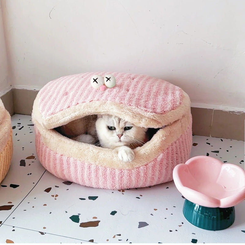 HKM-1441085 Cozy Cat Nest with Removable Lid - Winter-Ready & Washable Pet House, 45cm Diameter, Suitable for Cats up to 7.5kg