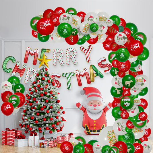 HKM-144147 Christmas and New Year Balloon Set - Round Latex Balloons in White, Red, and Green - Available in Multiple Sizes