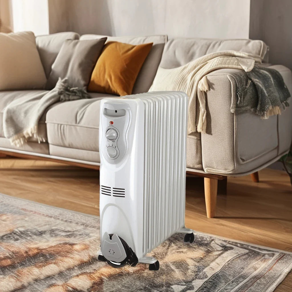 HKM-144147 Efficient 1500W Oil-Filled Radiator Heater with Adjustable Thermostat and Mobile Design