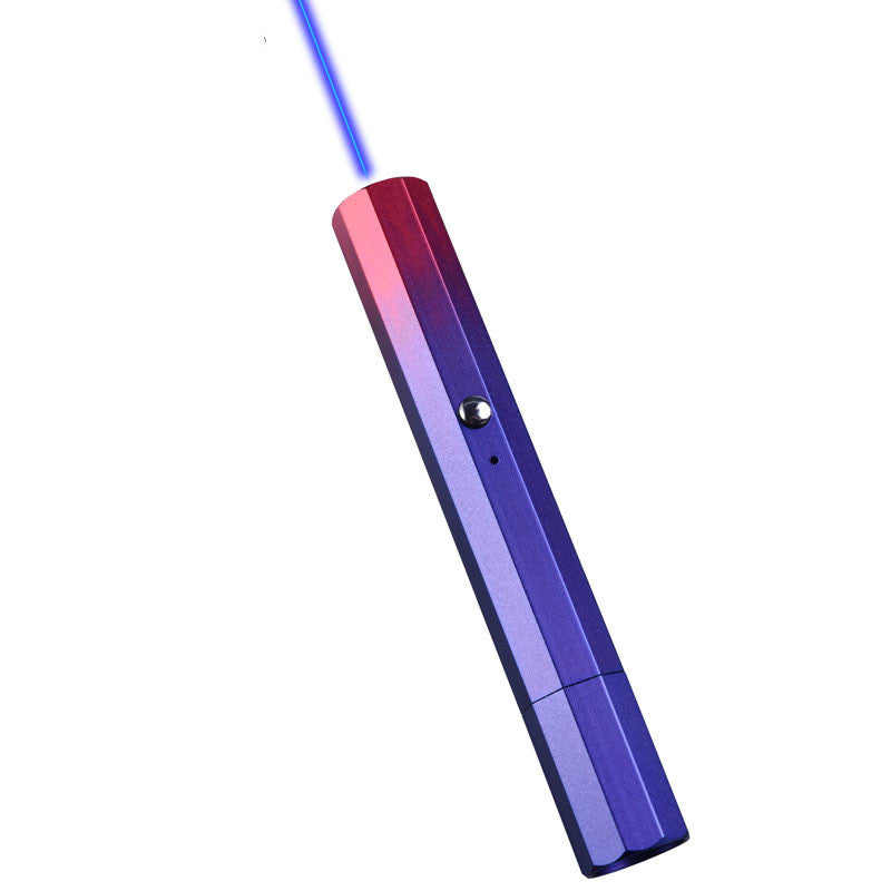HKM-1441853 USB Charging Outdoor Trainer Laser Pointer, Green/Red/Blue Light, 5mW Power, Aluminum Body, Includes Lanyard