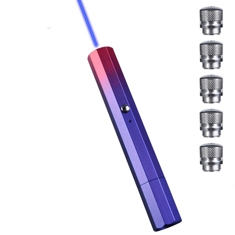 HKM-1441853 USB Charging Outdoor Trainer Laser Pointer, Green/Red/Blue Light, 5mW Power, Aluminum Body, Includes Lanyard