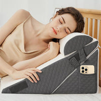 HKM-144339 Three-Piece Solid Color Bed Wedge Pillow Set for Back, Leg, and Knee Support
