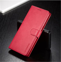 HKM-144403 Calfskin Pattern Card Wallet Flip Cover - All-in-One Anti-Drop Protective Holster