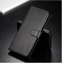 HKM-144403 Calfskin Pattern Card Wallet Flip Cover - All-in-One Anti-Drop Protective Holster