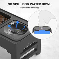 HKM-1444285 Adjustable Elevated Dog Bowl with Slow Feeder and Non-Spill Water Bowl for Small, Medium, and Large Dogs