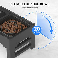HKM-1444285 Adjustable Elevated Dog Bowl with Slow Feeder and Non-Spill Water Bowl for Small, Medium, and Large Dogs